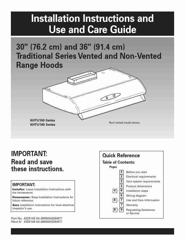 KitchenAid Ventilation Hood KHTU100-page_pdf